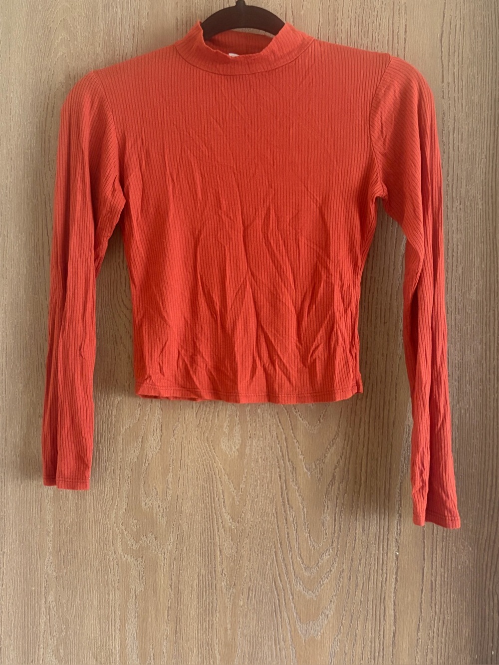 Olivia Rae Ribbed Mock Neck Long Sleeve Top - Orange